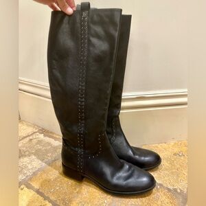 NEW Sam Edelman “Prina” Studded Leather Riding Knee-High Boots Black